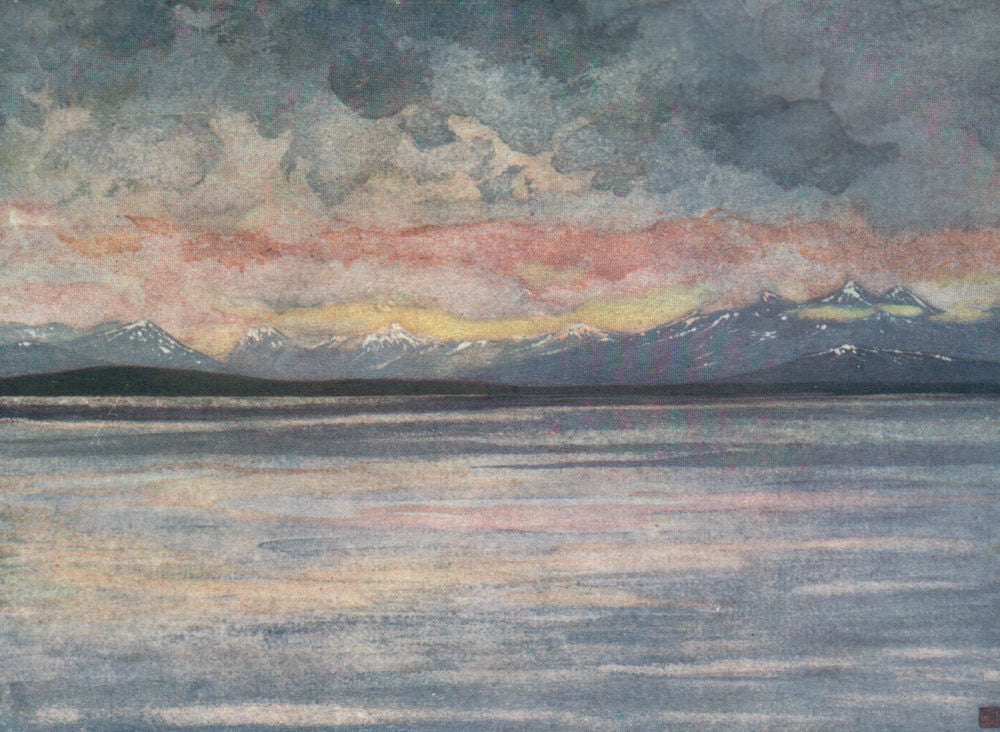 MOLDE. 'Mountains and fjord' by Nico Jungman. Norway 1905 antique print